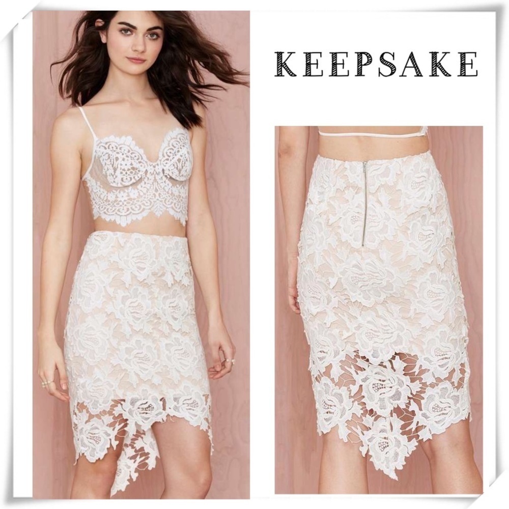 Keepsake Will Wait Lace Medium Skirt In Ivory White New Tag